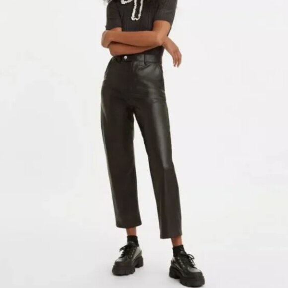 Levi's Pants - EUC Levis Math Club Slacks Pants Womens 30 Black Faux Leather Premium Academic